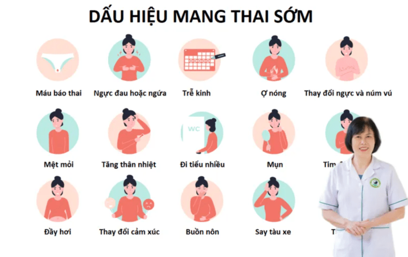 Một số người có thể cảm nhận thay đổi về ngực, bụng dưới, khẩu vị, nhiệt độ cơ thể, làn da hoặc cảm xúc trong giai đoạn sớm.